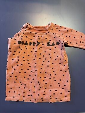Bobo Choses Polka Dot 'Happy/Sad' Top - Rust/Black